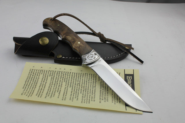 Outdoor Hunting Fishing Fixed Blade Knife with Real Leather Sheath Survival Tool Straight knife Hand Tools