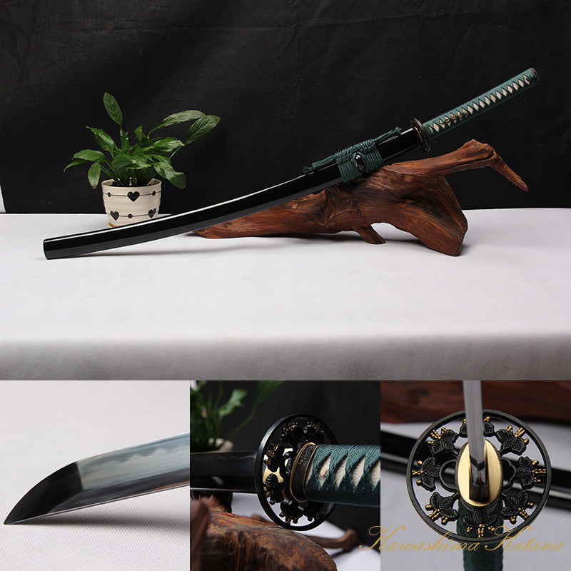 High Quality Full Handmade Clay Tempered Green Samurai Sword Katana Sharp Edge