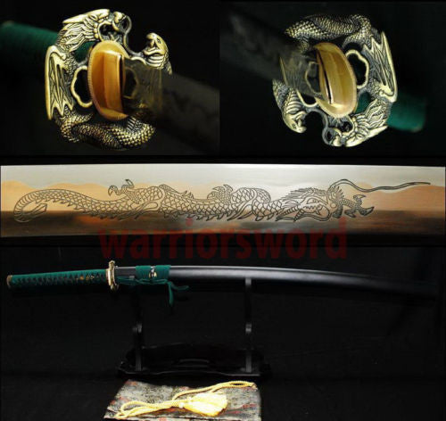 Carving a dragon blade sharp Japanese samurai sword katana
