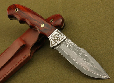 Handmade forged Damascus steel hunting knife
