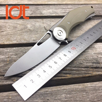 LDT Bear Dark Folding Knives D2 Blade Plating Titanium Steel Handle Flipper Camping Tactical Pocket Knife Survival Tools EDC