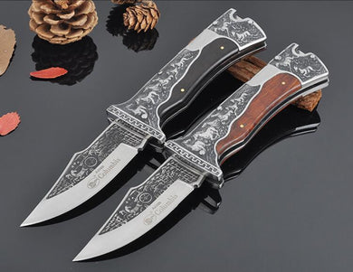 Outdoor tactical folding knife Sharp handmade 440C blade Steel+Wood handle camping survival hunting knife utility rescue knife