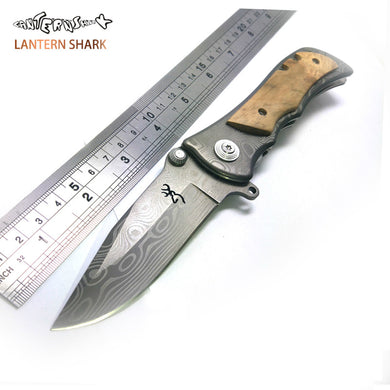LANTERN SHARK Tactical Folding Knife Wood Handle