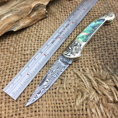Small Folding Blade Knife Damascus Steel