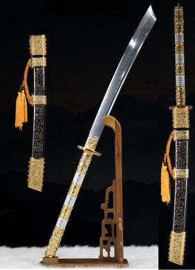 Exquisite Broadsword Saber Sword Katana Sharpen Groove Damascus Steel Blade Nice Wood Scabbard