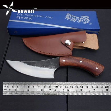 KKWOLF High carbon steel fixed knife Straight Handmade forged hunting knife