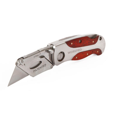 WORKPRO Folding Knife Heavy Duty Knife Stainless Steel Utility Knife with Red Rosewood Handle Hot Sale
