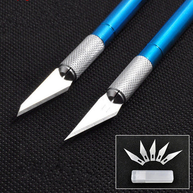 Metal Handle Scalpel Craft Knife Cutter Engraving Hobby Knives with 6 Pcs Blades Hand Tools